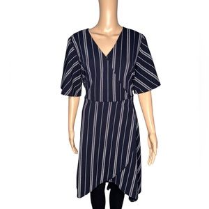 Quiz women navy blue striped short sleeve dress plus size 20